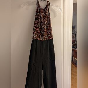 Monique Lhuillier Black, Multicolor-beaded Jumpsuit